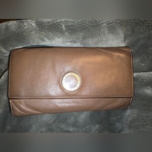 Bulgari Brown Leather Trifold Wallet